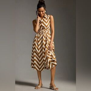 Anthropologie Maeve Sleeveless Midi Shirt Dress vacation wedding guest